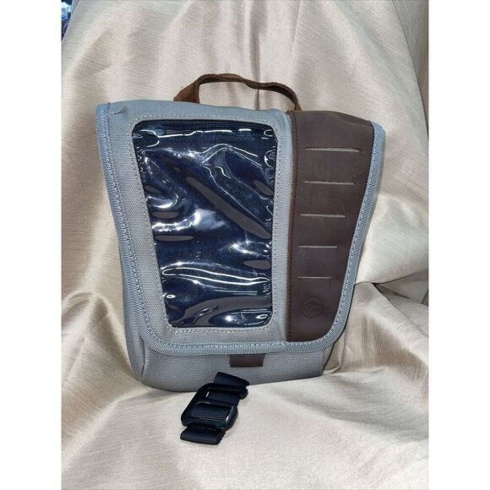 VUZ‎ Motorcycle Moro belt bag tail bag pouch gray canvas & brown leather